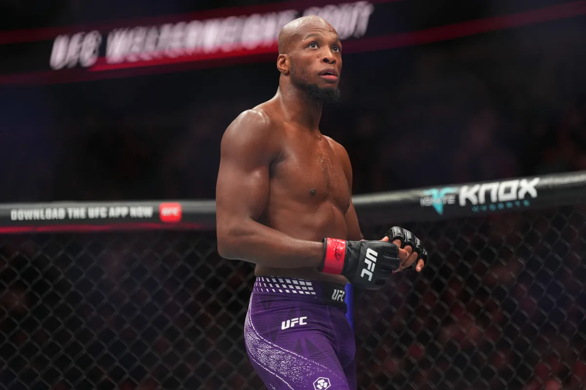 Mar 21, 2026; London,UNITED KINGDOM; Michael Page (red gloves) reacts after the fight against Sam Patterson (blue gloves) during UFC Fight Night at O2 Arena. Mandatory Credit: Peter van den Berg-Imagn Images
