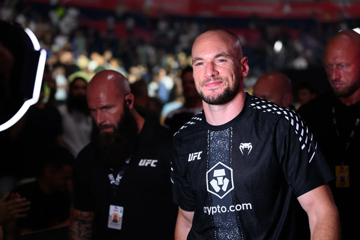 Aug 1, 2026; Belgrade, Serbia; Uros Medic after beating Daniel Rodriguez (not shown) during UFC Fight Night at Belgrade Arena. Mandatory Credit: Per Haljestam-Imagn Images