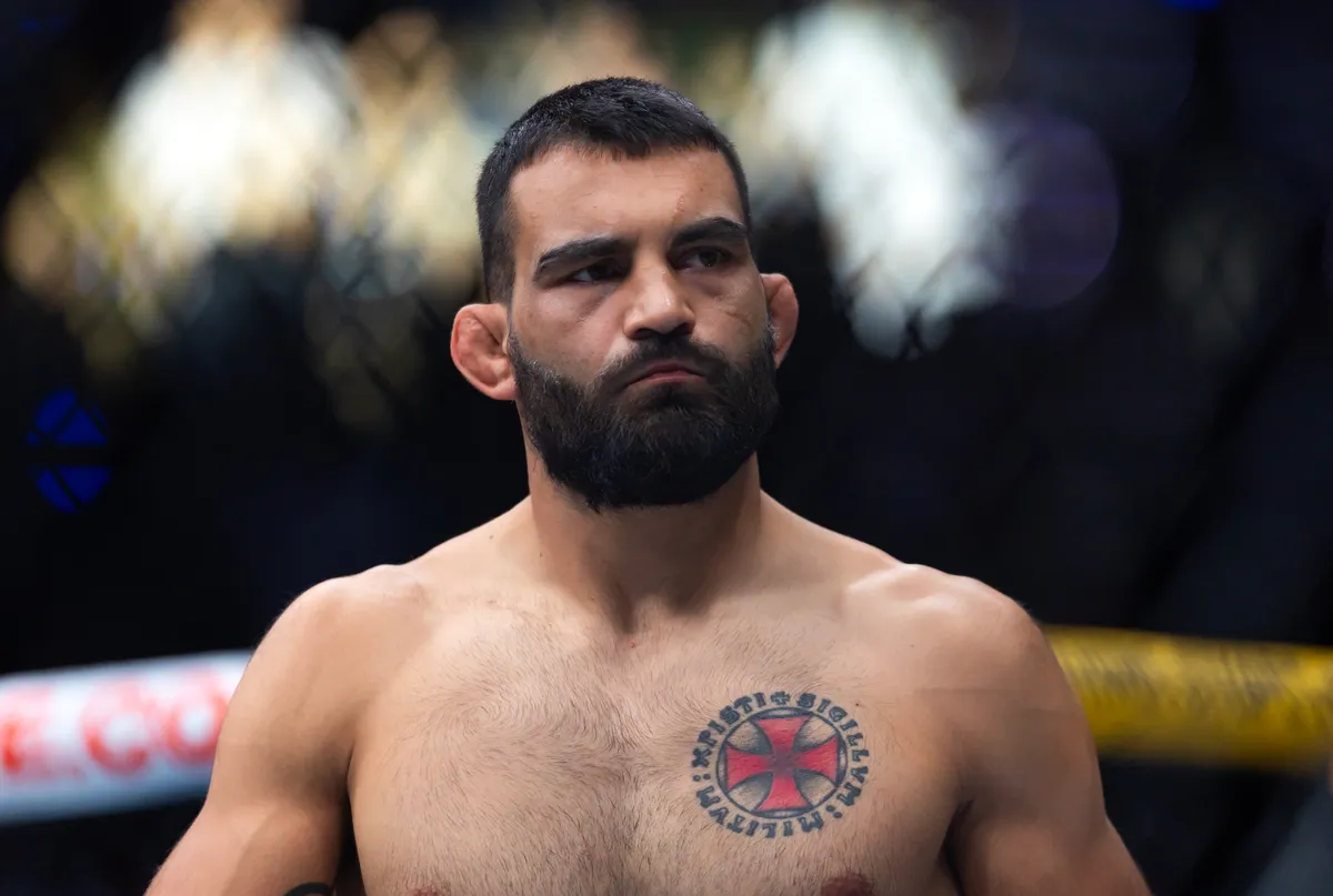 Jul 11, 2026; Las Vegas, Nevada, USA; Benoit Saint Denis during UFC 329 at T-Mobile Arena. Mandatory Credit: Mark J. Rebilas-Imagn Images