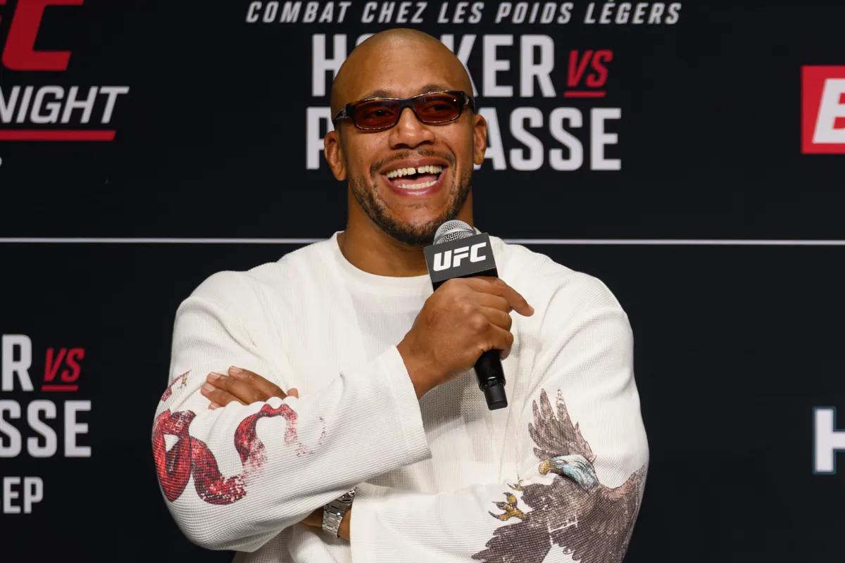 Sep 4, 2026; Paris, FRANCE; UFC Interim Heavyweight Champion Ciryl Gane during the weigh ins for UFC Fight Night at Accor Arena. Mandatory Credit: Per Haljestam-Imagn Images
